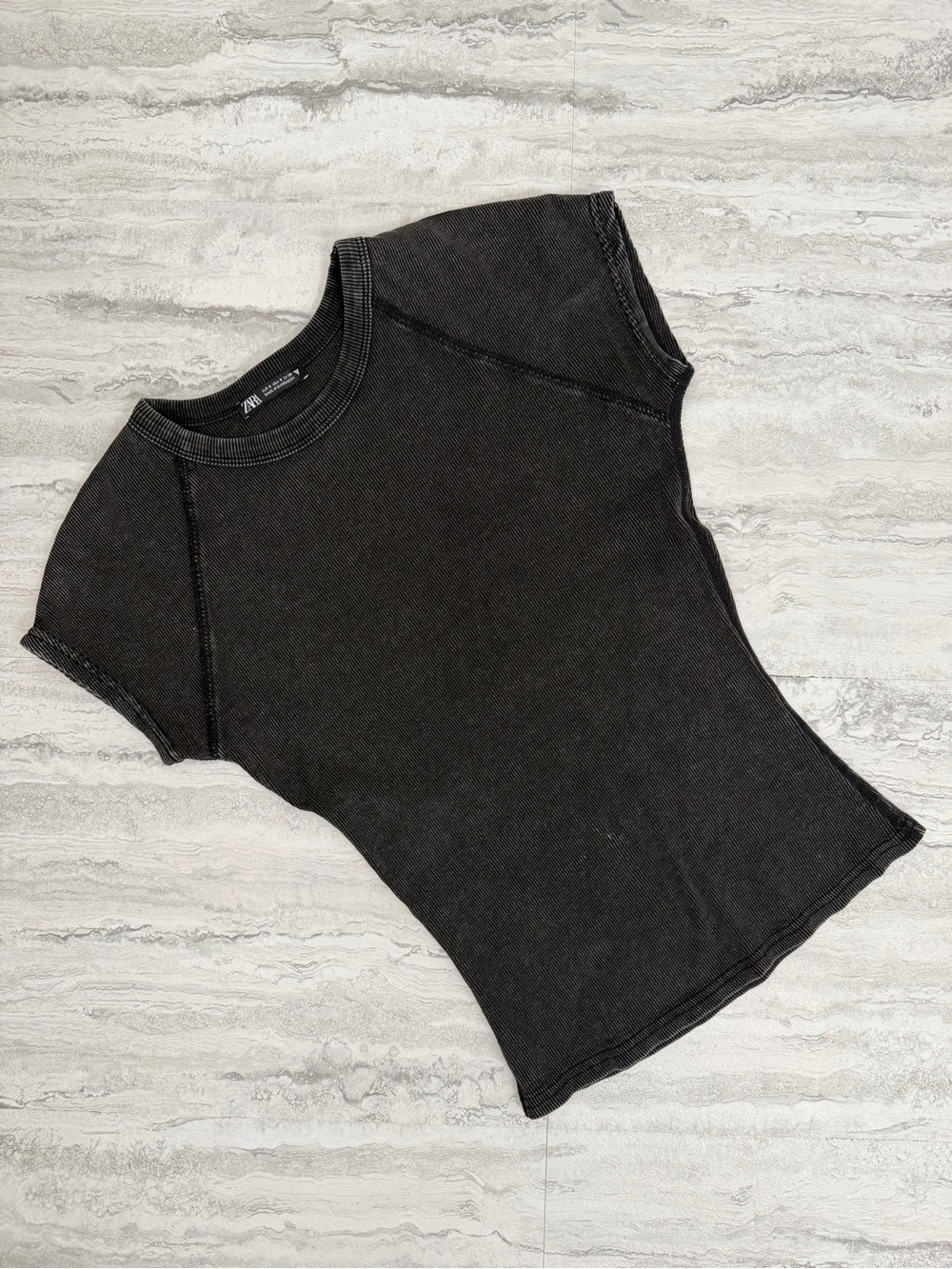 ZARA Washed Effect Ribbed Shirt - Picture 2 of 4